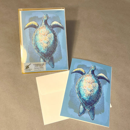 Greeting card with turtle design on a brown background