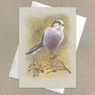 Greeting card with a bird illustration on a beige background