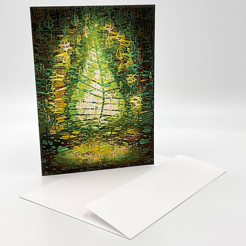 Abstract art print with green and yellow colors on a white background