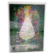 Colorful abstract design on a clear card packed in a white plastic box.
