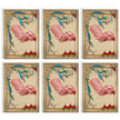 Set of six cards with a pink hand holding a sealing wax stick on a decorative beige background.