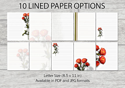 Red Rose Printable Stationery Mega-Pack