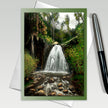 Greeting card with a waterfall design on a white background