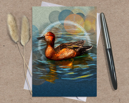 Cinnamon Teal Single Greeting Card
